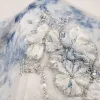 Blue and white tie-dyed cool silk linen dress for women's wear, floral style long dress Application Scenario